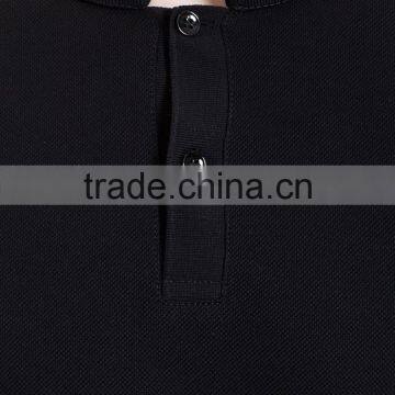 Men Short Sleeve Black Band Collar Plain Polo Shirt Cusom Design photo-2