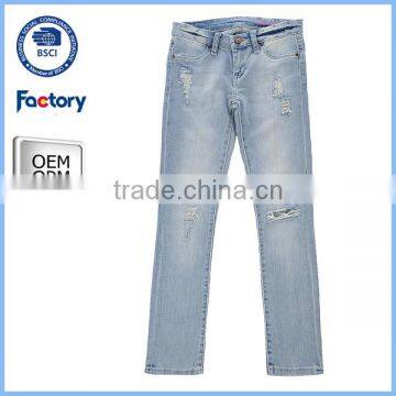 custom new fashion girls scratch jeans