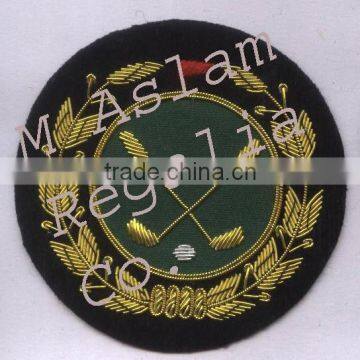 Hand Embroidery Golf Badge,Bullion Wire Blazer Badge