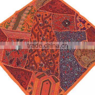 Orange Lounge Floor Pillow Cover Hand Embroidered Bed European Cushion 26in photo-2