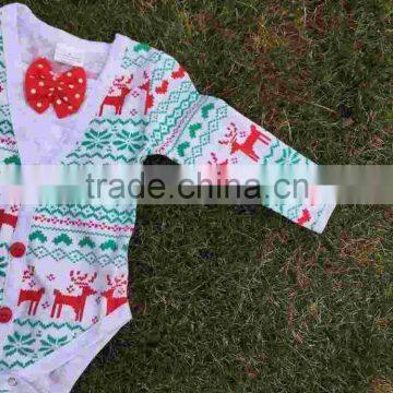 Christmas Baby Cardigans for Boys Baby Clothes Christmas Romper Long Sleeve Elk Reindeer Red Bowknot Romper Hot Sale Baby Romper photo-4