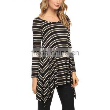 Wholesale Ladies Extra Long Stripe Sweatshirt Long Sleeves Sweatshirt photo-4