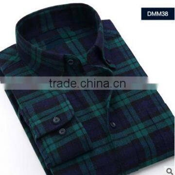 Green and black flannel plaids shirt designs for men slim fit one pocket black button shirt for young boy