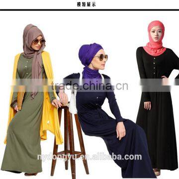 latest design women muslim dress / junj modal button muslim abaya kaftan dress/contrast islamic muslim women dress