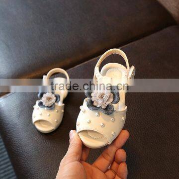 B21788A Summer Fashion Princess Shoes Preety Florals and Pearls Little Girls Sandals photo-2
