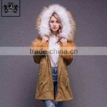 Latest Rabbit Fox Raccoon fur Lining Coats Real fur Parka Jacket Women Winter