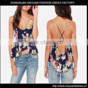 Wholesale ladies floral print tank top for women latest fashion