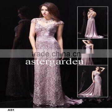 2017 real photo evening dress Modern Beaded V- Neck Lace prom gown evening dress as1