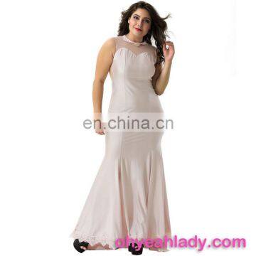 China cheap price paypal accepted plus size girls beige maxi dress