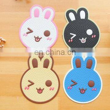 generalized rabbit design PVC glass coasters;rabbit element/design cup mat