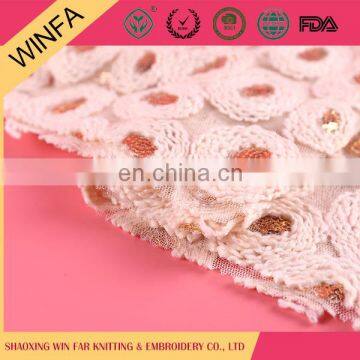 2016 Top Quality Beautiful Cheap Knitted Flower Embroidery Tulle Fabric photo-2