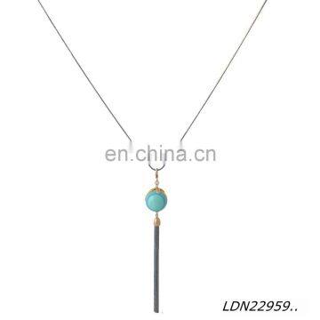 Latest Desion Cat's Eye Opal Ston With Suede Tassels Necklace