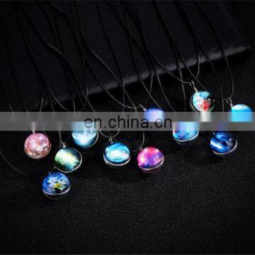 Harajuku Universe Starry Star Time Gemstone Glass Ball Luminous Pendant Necklace