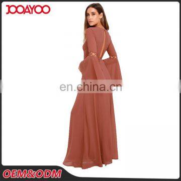 Fashion Smart Women Fashion Hollow Out Casual Long Dress Ladies Long Sleeve Maxi Dress photo-4
