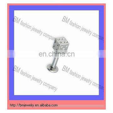 Stainless steel dice lip labret ring body piercing jewelry
