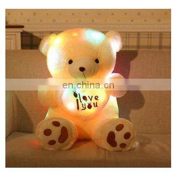 2017 HI CE glow toys wholesale, valentine day, light up teddy bear plush toy