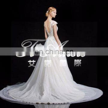 1A067 CX 2015 Lace Open Back Palace Wedding Dress Real Picture Show Bridal Muslim Wedding Dress Long Tail photo-6
