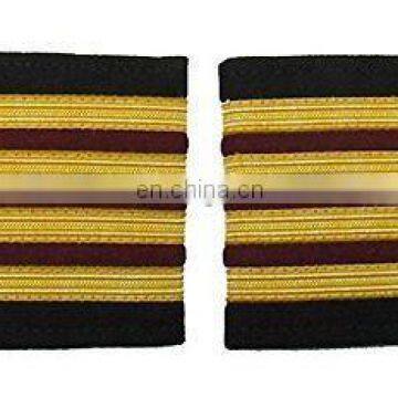 PILOT EPAULETTE GOLD WITH MAROON BAR PILOT CAPTAIN AIRLINE PILOT EPAULETTES