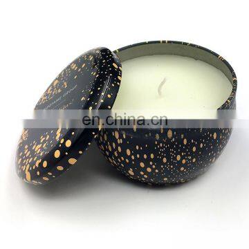 Wholesale round ball shape metal scented travel candle tin