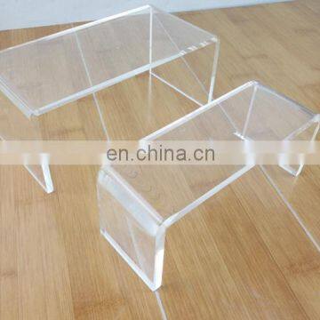 Retail free standing acrylic shoe display shelves, retail shoe rack display stand