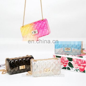 Hot rainbow clutch pvc jelly purse lady mini clear waterproof crossbody bags small handbags for women