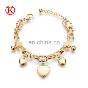 Girl stainless steel Charm Bracelets love heart cross For Women gold silver Plated Bracelet Crystal pearl Chain jewely