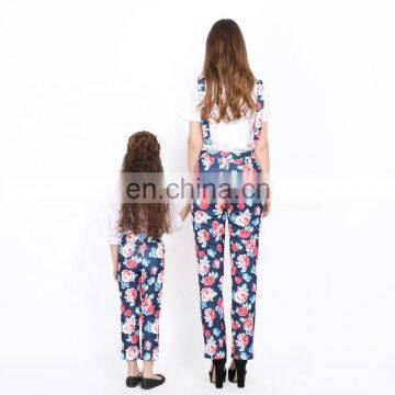 2019 Summer Family Matching Clothing Floral Print Overalls Mother and Child Dress Long Maxi Dress photo-2