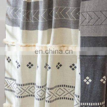 OLIVEHOME 100%COTTON Knitted Throw Blanket Decor Sofa Couch or Bed Tassels Design photo-3