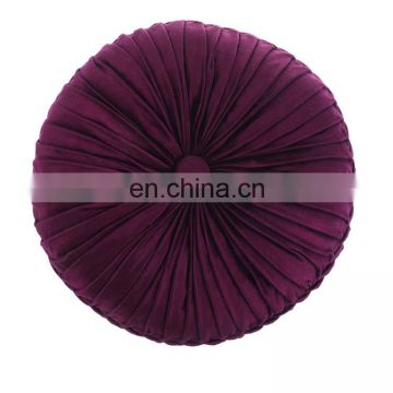 Pumpkin Shaped Circle Round Velvet Purple Wrinkle Cushion Floor Pillow Seat Cushions Chair Pads for Living Room Sofa Deco