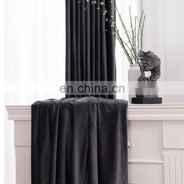 Hot Sale Plain Solid Classic Simple Luxury Style Soft Silky Window Velvet Curtains For Living Room Bedroom photo-7