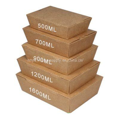 Paper lunch box containers kraft takeaway packaging eco friendly cardboard kraft brown food boxes