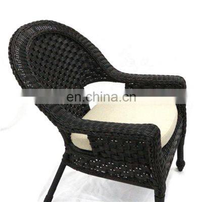 Stock Indoor & Outdoor PE Rattan Wicker Arm Chair Dining Chair With Cushion Patio Garden Furniture photo-2
