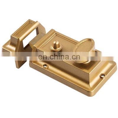 Hot Selling Night Latch Lock Zinc Cylinder with Latch Bolt Gold Finish Rim Door Lock