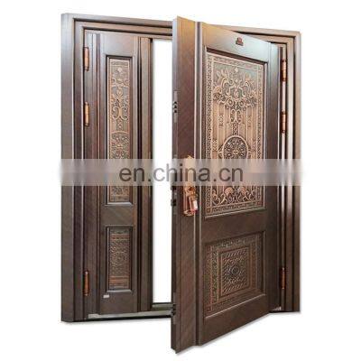 Laser cut turkish style exterior double metal stainless steel security front entry door design