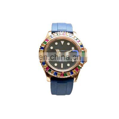 Top 1:1 Men's 316L Stainless Steel Rainbow Diamond Infinity Loop Bezel Luxury Waterproof Custom Logo Mechanical Watch