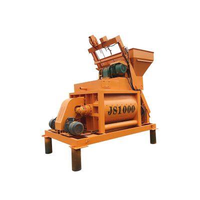 Double horizontal shaft fully automatic forced mixer JS1000 mixer for small foundation free concrete mixing plant