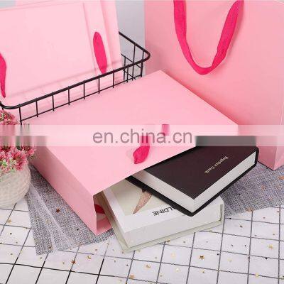Custom Logo Luxury Pink Cardboard Wedding Valentine Gift/Clothes Shopping Paper Packaging Bag With Ribbon Handle photo-4
