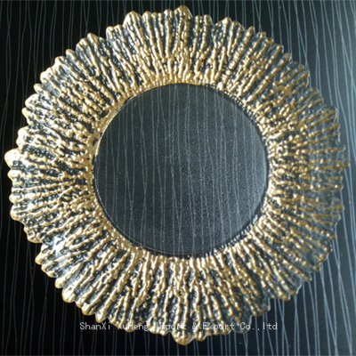 Sun Flower Designed Rose Gold Rimmed Under Plate Tray White Colored Glass Charger Plate For Wedding Event Table Decoration photo-3