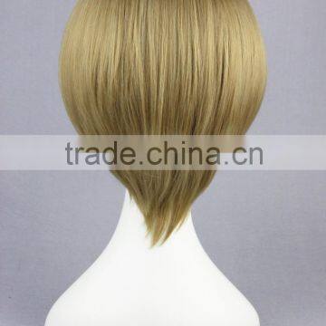 High Quality 35cm Short Straight Gin Tama-Okita Sougo Blond Synthetic Anime Wig Cosplay Costume Hair Wig Party Wig photo-5