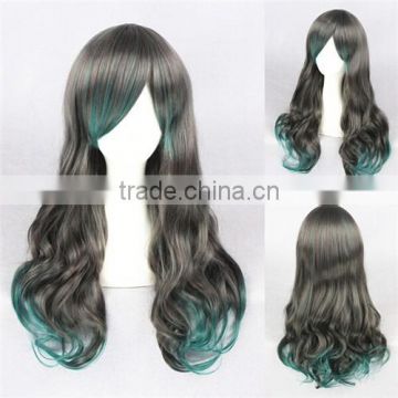 High Quality 65cm Long Wave Color Mixed Synthetic Anime Lolita Wig Cosplay Costume Lolita Hair Wig Party Wig