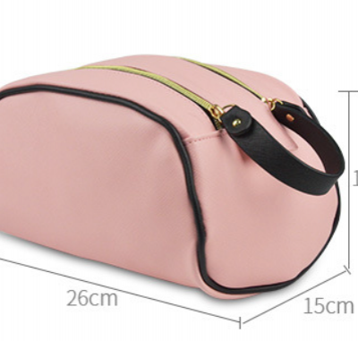 Double Zipper Cosmetic Bag Daily Use Custom Pu Cosmetic Bag