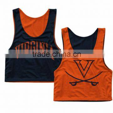 Custom made mesh sports orange reversible lacrosse pinnies