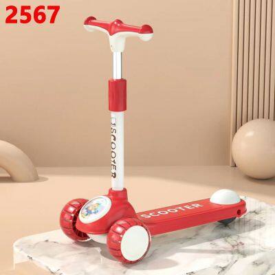 Children's Scooters, Children's 3-wheel Music Glowing Folding Toys, Outdoor Sliding Sports, Boys and Girls