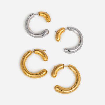 Geometric Hoop Earrings in Gold/Silver Plated Stainless Steel for Couples