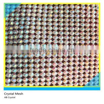 Hotfix Strass Mesh Ss6 2mm AB Crystal Silver Aluminum Metal Mesh 32x120cm Roll