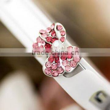 bling bling 3.5mm Dimond Bow dust stopper Earphone Jack plug for iphone/ipad/samsung/LG/HTC/phone/tablet PC