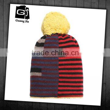 Rainbow design knitted Beanie hat with custom logo