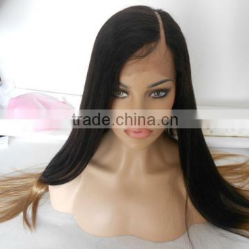 human hair ombre wig,machine made u part wig