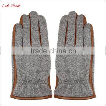 Men's Fashion Woolen and Leather Stitch Touch Screen Gloves photo-2