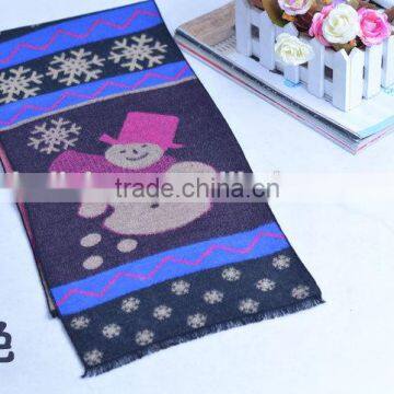 Good Quality Fashion Baby Boys Girls Snowflower and Snowman Knitted Cashmere Scarf for Christmas photo-5